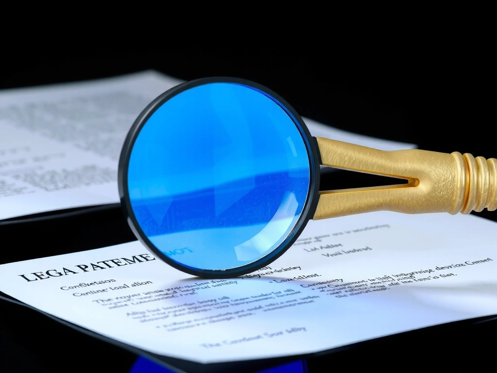 Ilustrație cu o lupă examinând documente, simbolizând transparența și conformitatea legală